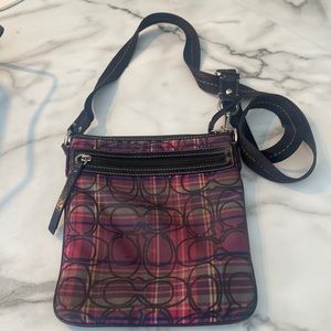 Plaid coach purse